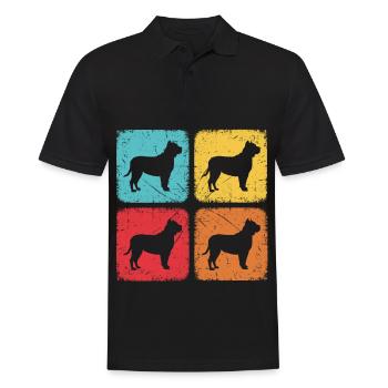 Quadratischer Retro-Hund - Männer Poloshirt - Schwarz - Vorne - Kai (181cm)