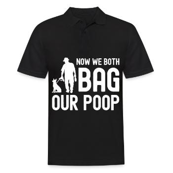 Now we both bag our poop - Men's Polo Shirt - black - Front - Kai (181cm)
