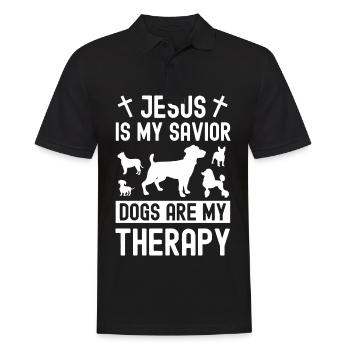 Jésus est mon Sauveur Les chiens sont ma thérapie - Polo Homme - noir - Devant - Kai (181cm)