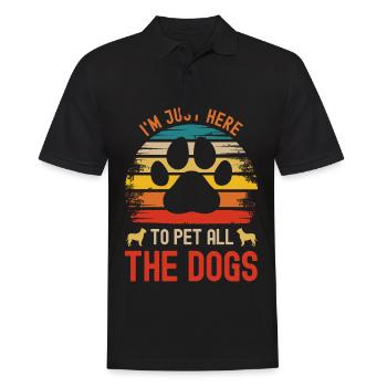 Ich bin nur hier, um alle Hunde zu streicheln - Männer Poloshirt - Schwarz - Vorne - Kai (181cm)