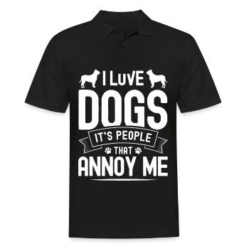 J’aime les chiens, seuls les gens m’ennuient - Polo Homme - noir - Devant - Kai (181cm)