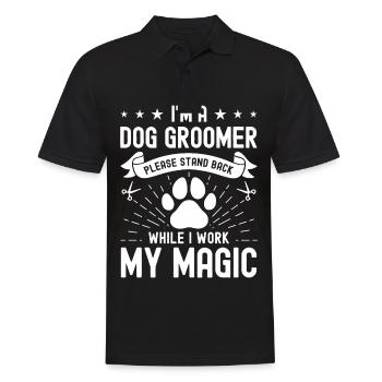 I am a dog groomer Please stay back w - Men's Polo Shirt - black - Front - Kai (181cm)