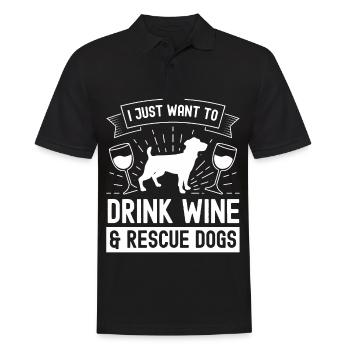 Je veux juste boire du vin et sauver des chiens - Polo Homme - noir - Devant - Kai (181cm)
