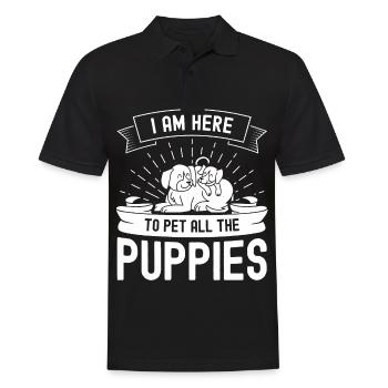 Je suis ici pour caresser tous les chiots - Polo Homme - noir - Devant - Kai (181cm)