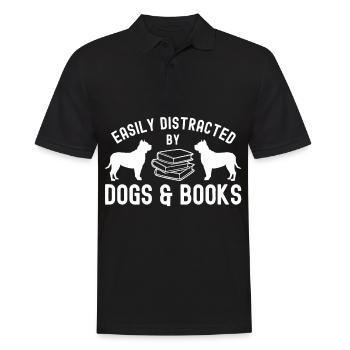 Leicht ablenkbar durch Hunde und Bücher - Männer Poloshirt - Schwarz - Vorne - Kai (181cm)