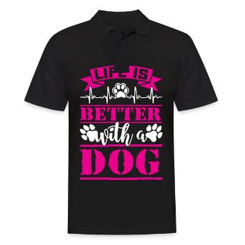 La vie est meilleure avec un chien - rose et blanc - Polo Homme - noir - Devant - Kai (181cm)
