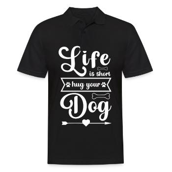 Life is short hug your dog - Men's Polo Shirt - black - Front - Kai (181cm)