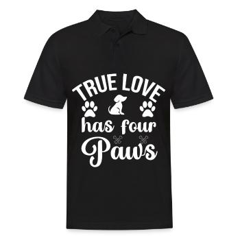 Le véritable amour a quatre pattes - Chien et pattes - Polo Homme - noir - Devant - Kai (181cm)