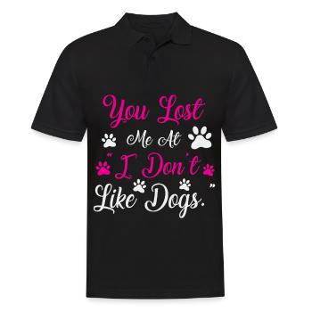 Tu m’as perdu sur Je n’aime pas les chiens - rose - Polo Homme - noir - Devant - Kai (181cm)