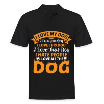 Ich liebe meinen Hund Ich liebe deinen Hund Ich li - Männer Poloshirt - Schwarz - Vorne - Kai (181cm)
