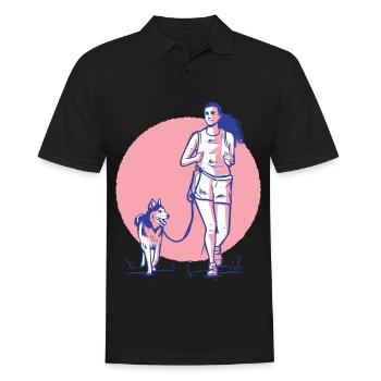Femme et chien - Polo Homme - noir - Devant - Kai (181cm)