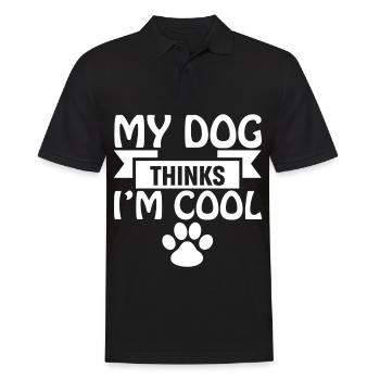 My dog thinks I'm cool - white - Men's Polo Shirt - black - Front - Kai (181cm)