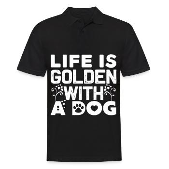 Life is golden with a dog - Paw and Flow - Men's Polo Shirt - black - Front - Kai (181cm)