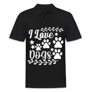 I Love Dogs - Stars and Paws - Men's Polo Shirt - black - Front - Kai (181cm)