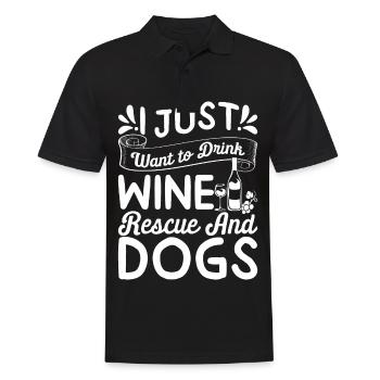 Ich möchte nur Wein trinken - Rettung und Hunde - Männer Poloshirt - Schwarz - Vorne - Kai (181cm)