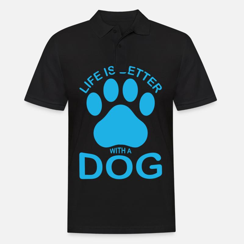 Das Leben ist besser mit einem Hund - blau - Männer Poloshirt - Schwarz