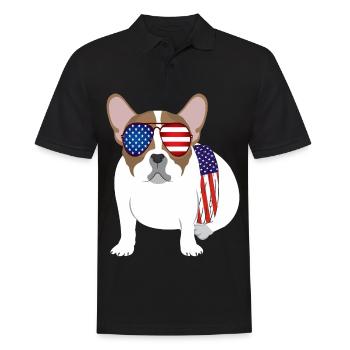 Hund - Amerikaner - Sonnenbrille - Männer Poloshirt - Schwarz - Vorne - Kai (181cm)
