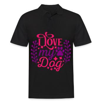 J’aime mon chien - étoiles et patte - Polo Homme - noir - Devant - Kai (181cm)