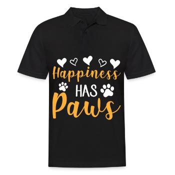 Happiness Has Paws - Herzen und Pfoten - Männer Poloshirt - Schwarz - Vorne - Kai (181cm)