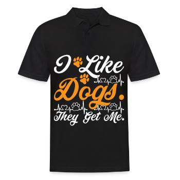 J’aime les chiens, ils m’aiment - orange et blanc - Polo Homme - noir - Devant - Kai (181cm)