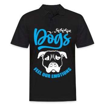 Hunde fühlen unsere Gefühle - blau und weiß - Männer Poloshirt - Schwarz - Vorne - Kai (181cm)
