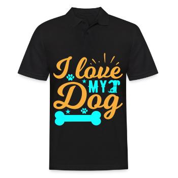 Ich liebe meinen Hund - Knochen - Pfoten - Sterne - Männer Poloshirt - Schwarz - Vorne - Kai (181cm)