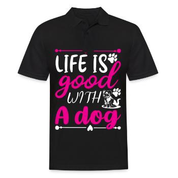La vie est belle avec un chien - rose et blanc - Polo Homme - noir - Devant - Kai (181cm)