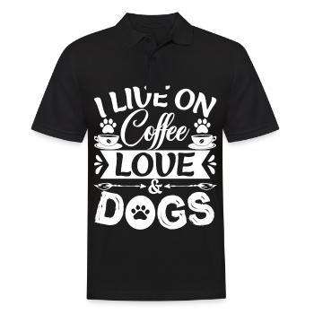 Ich lebe von der Kaffeeliebe _ Hunde - Männer Poloshirt - Schwarz - Vorne - Kai (181cm)