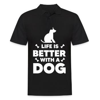 Life is better with a dog - Dog and Bone - Men's Polo Shirt - black - Front - Kai (181cm)