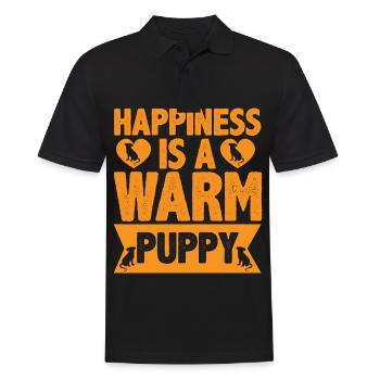 Glück ist ein warmes Hündchen - Heart and Dogs - Männer Poloshirt - Schwarz - Vorne - Kai (181cm)