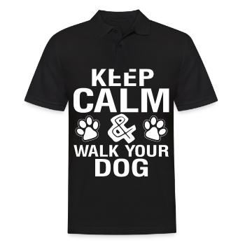 Restez calme _ Promener le chien - Polo Homme - noir - Devant - Kai (181cm)