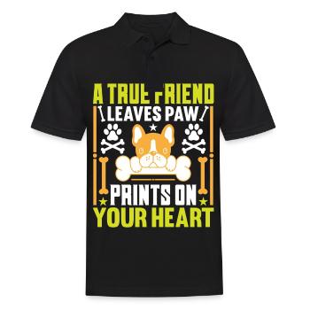 A true friend leaves paw prints in the - Men's Polo Shirt - black - Front - Kai (181cm)