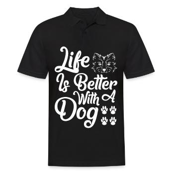 Life is better with a dog - Paws and Dog - Men's Polo Shirt - black - Front - Kai (181cm)