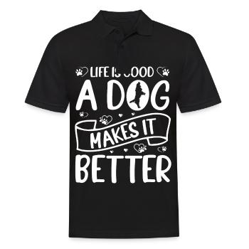 Das Leben ist gut - ein Hund macht es besser - wei - Männer Poloshirt - Schwarz - Vorne - Kai (181cm)