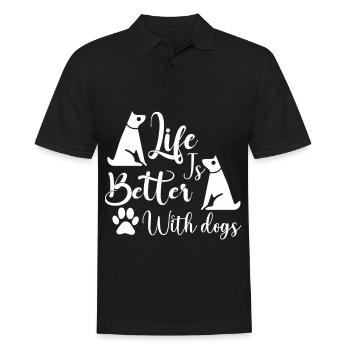 Life is better with dogs - Dogs and Paw - Men's Polo Shirt - black - Front - Kai (181cm)