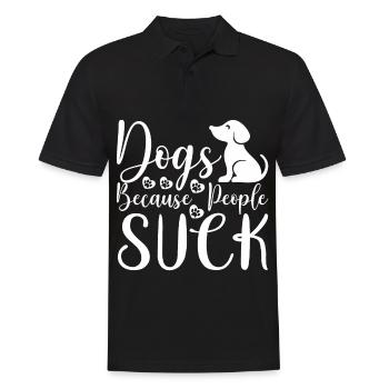 Hunde sind scheiße, weil Menschen scheiße sind - Männer Poloshirt - Schwarz - Vorne - Kai (181cm)