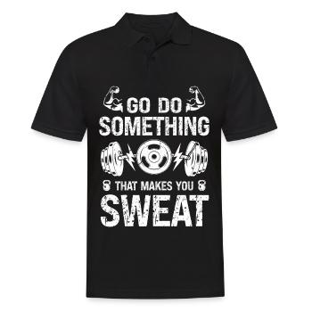 Geh und tu etwas, das dich zum Schwitzen bringt - - Männer Poloshirt - Schwarz - Vorne - Kai (181cm)