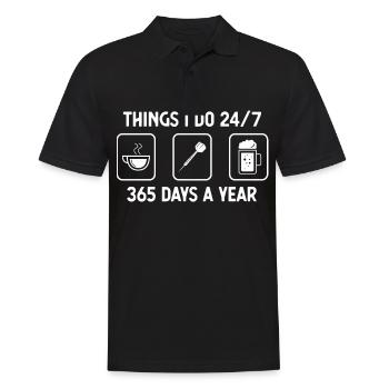 Ce que je fais 24 heures sur 24, 7 jours sur 7, 365 jours par an - Bière - - Polo Homme - noir - Devant - Kai (181cm)