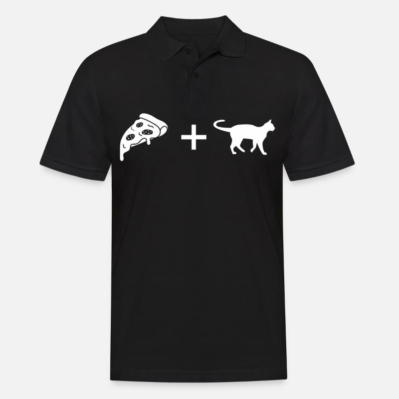 Pizza - Katze - - Männer Poloshirt - Schwarz