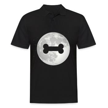 Vollmond - Hundeknochen - - Männer Poloshirt - Schwarz - Vorne - Kai (181cm)