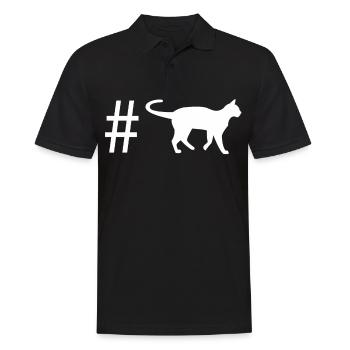 Hashtag - Cat - - Men's Polo Shirt - black - Front - Kai (181cm)