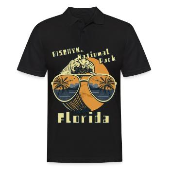 Sonnenbrille Florida Biscayne Palmen Beach Nationa - Männer Poloshirt - Schwarz - Vorne - Kai (181cm)