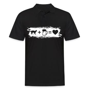 Grunge-Rechteck - Herz - Bier - Katze - - Männer Poloshirt - Schwarz - Vorne - Kai (181cm)