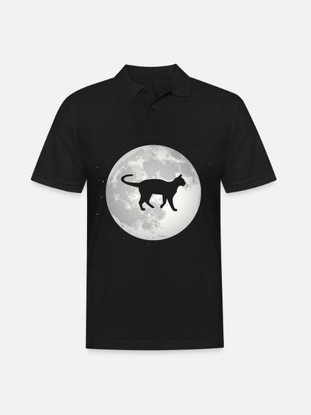 Full Moon - Cat - - Men's Polo Shirt - black