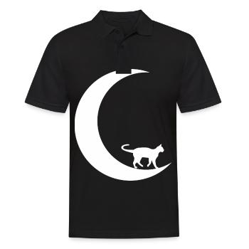 Mondsichel - Katze - - Männer Poloshirt - Schwarz - Vorne - Kai (181cm)