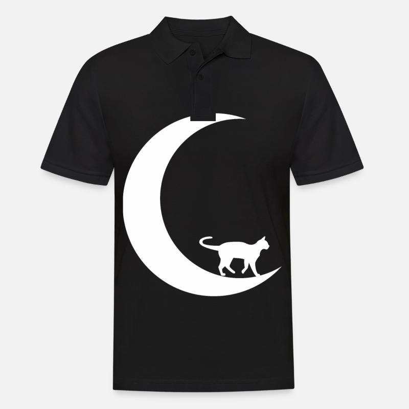 Crescent Moon - Cat - - Men's Polo Shirt - black