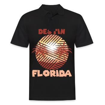 Retro Destin Florida Palmen Surfen im Ozean - Männer Poloshirt - Schwarz - Vorne - Kai (181cm)