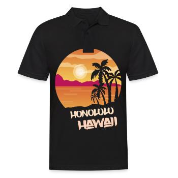 Hawaii Honolulu Holiday Palm Ocean Surfing - Men's Polo Shirt - black - Front - Kai (181cm)
