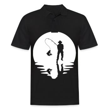 Kreis und Spiegelung - Fischen - - Männer Poloshirt - Schwarz - Vorne - Kai (181cm)