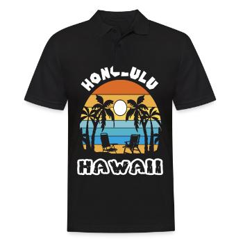 Honolulu Familienurlaub Hawaii Urlaub Ozean Palmen - Männer Poloshirt - Schwarz - Vorne - Kai (181cm)